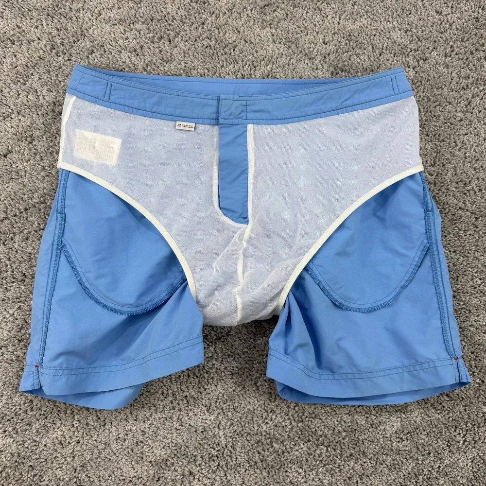 Orlebar Brown Swim Shorts Men's 34 Blue Riviera Bulldog Classic Waist Buckle